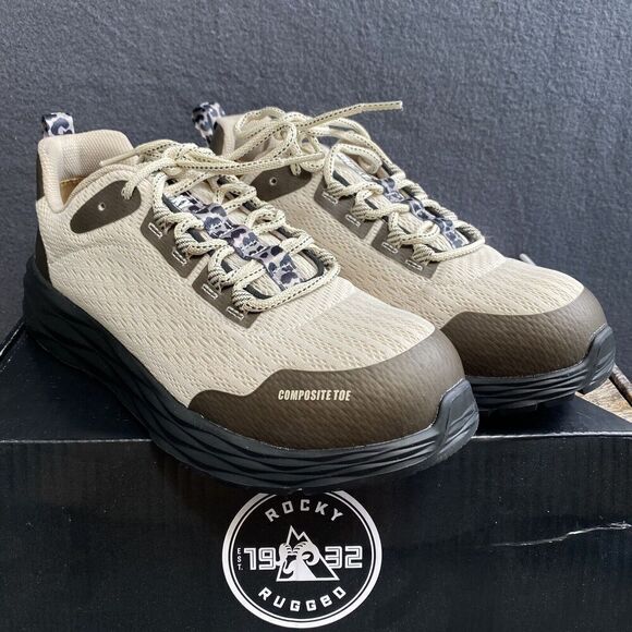 Rocky V-Lite Women's Lace-Up 4” Nano Composite Work Shoe Women's 10 Light Brown - Picture 3 of 11